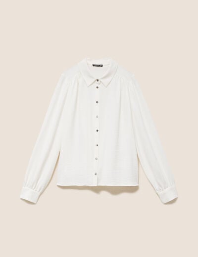 Chemise fluide manches longues ecru femme