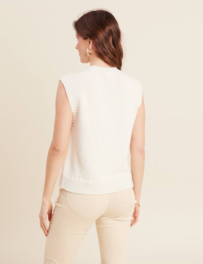 Gilet sans manches ecru femme