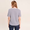 T-shirt droit broderie manches courtes bleu femme