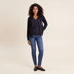 Gilet &agrave; capuche zipp&eacute; bleu fonc&eacute; femme
