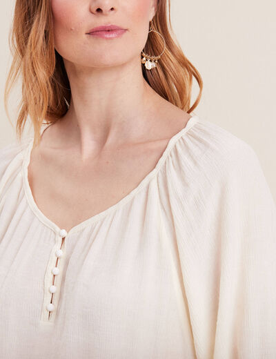 Blouse manches 3/4 ivoire femme