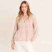 Chemise ample courte avec broderie sable femme