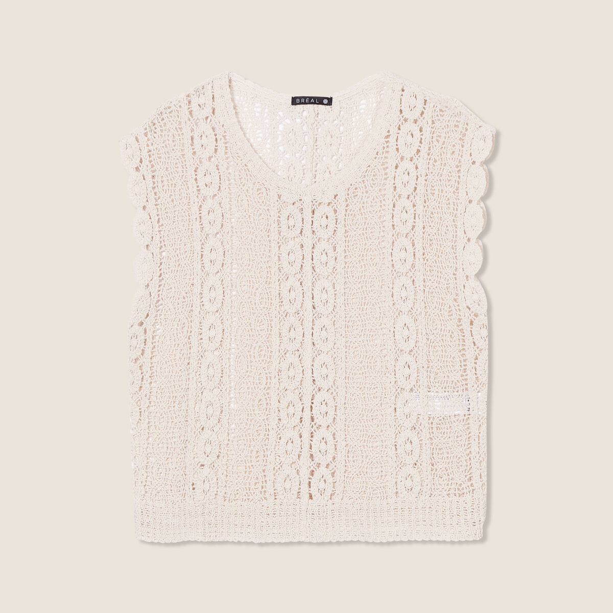 D&eacute;bardeur macram&eacute; ecru femme