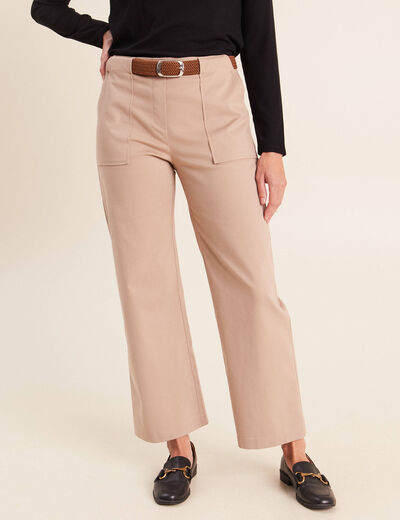 Pantalon cargo taille haute sable femme