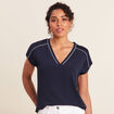 T-shirt manches courtes bleu foncé femme
