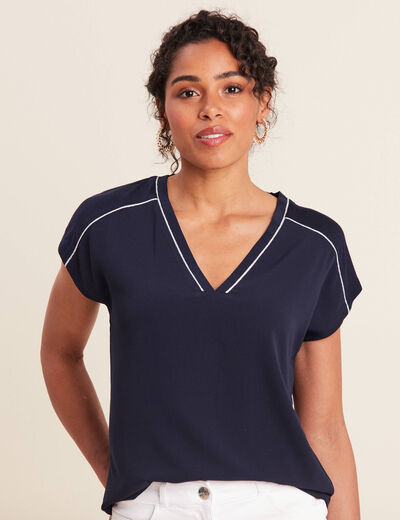 T-shirt manches courtes bleu foncé femme