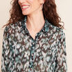 Chemise manches longues en voile vert femme
