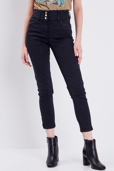 Jean ajusté 7/8ème noir femme
