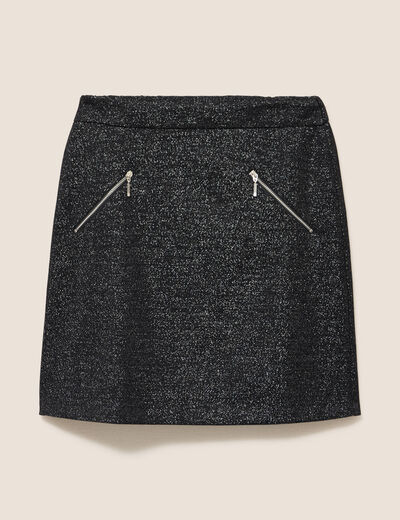 Jupe &agrave; paillettes noir femme