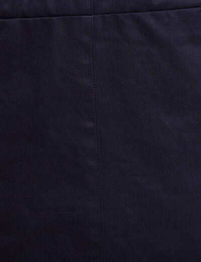 Parka cintrée capuche fourrure bleu foncé femme