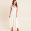 Robe longue &eacute;vas&eacute;e &agrave; fines bretelles ecru femme