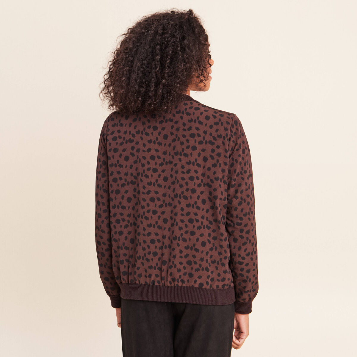 Gilet r&eacute;versible manches longues marron fonc&eacute; femme