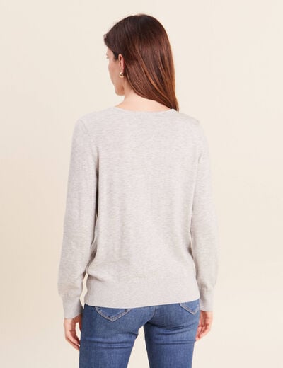 Pull manches longues gris clair femme