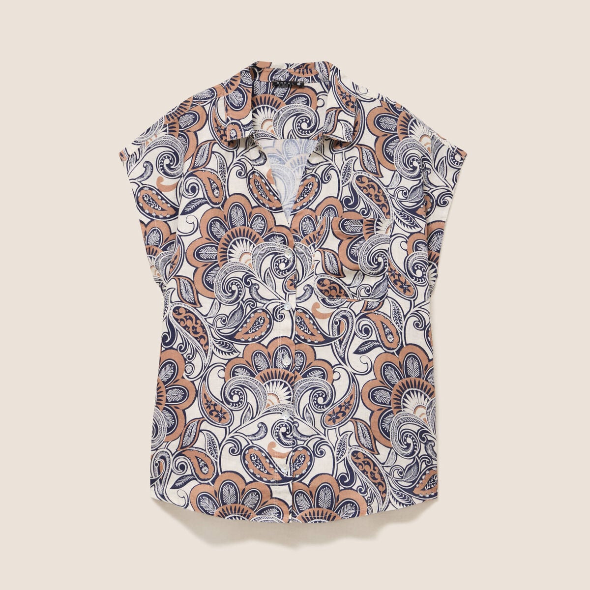 Chemise sans manches marron femme