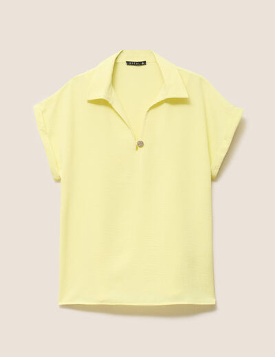 Blouse manches courtes jaune pastel femme