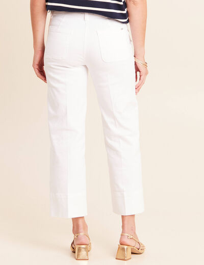 Jean coupe large 7/8&egrave;me blanc femme