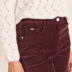 Jean taille haute en velours bordeaux femme