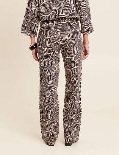 Pantalon flou taille haute noir femme