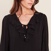Robe courte &eacute;vas&eacute;e col v manches longues noir femme