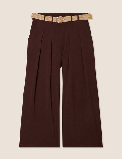 Pantalon jupe-culotte large bordeaux femme