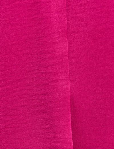 Blouse manches 3/4 satin rose fushia femme