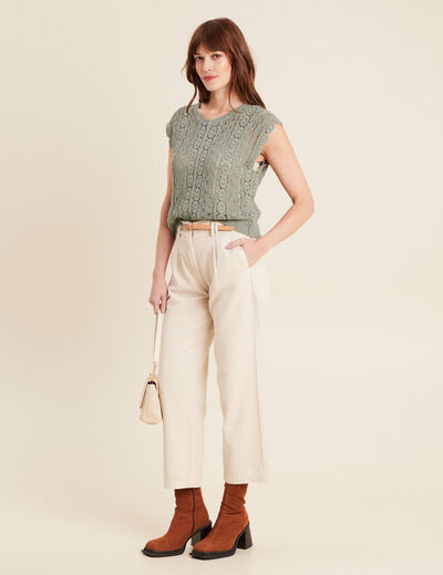 Débardeur macramé vert clair femme