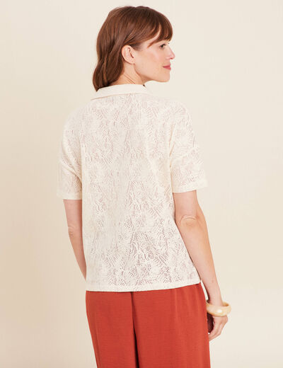 Chemise manches courtes ecru femme
