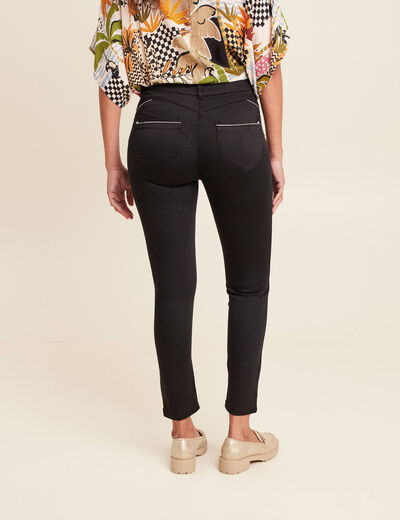 Pantalon ajusté taille haute noir femme
