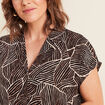 Chemise cr&ecirc;pe manches courtes noir femme