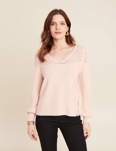 Pull confectionné en France vieux rose femme