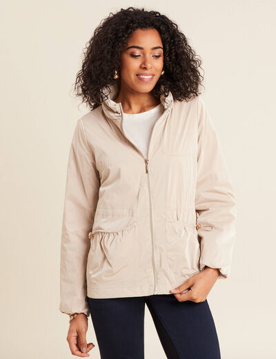 Coupe-vent court zippé sable femme