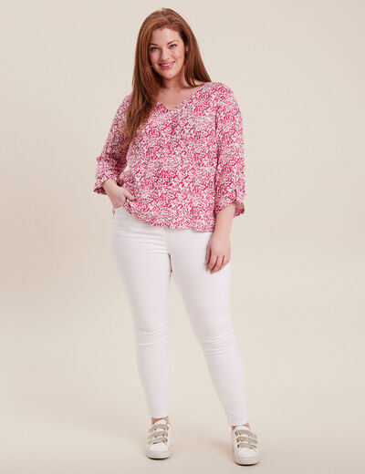 Pantalon léger taille standard 7/8ème blanc femme