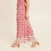 Pantalon large taille haute rose femme