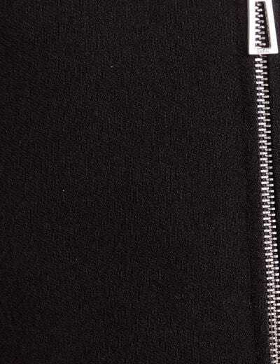Gilet droit mi-long &agrave; capuche noir femme