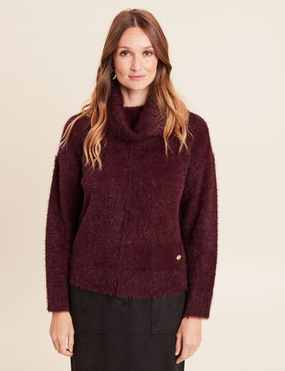 Pull manches longues bordeaux femme