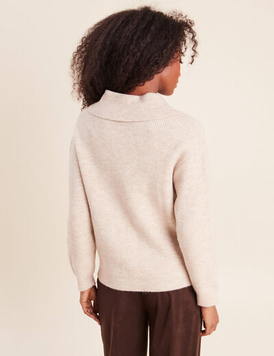 Pull droit manches longues beige femme