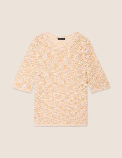 Pull manches courtes ajouré multicolore femme