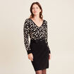Robe tricot ajust&eacute;e 2-en-1 noir femme