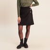 Jupe courte trap&egrave;ze aspect daim noir femme