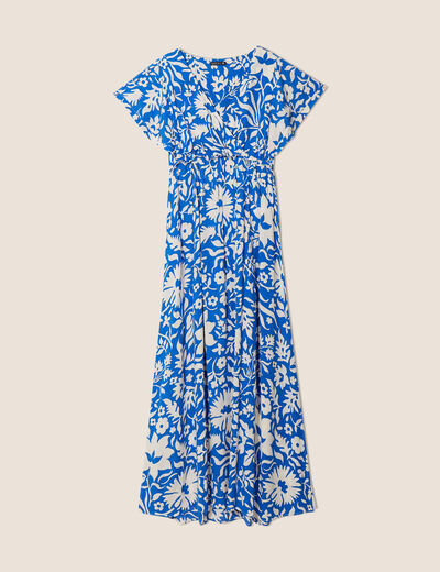 Robe longue droite bleu electrique femme