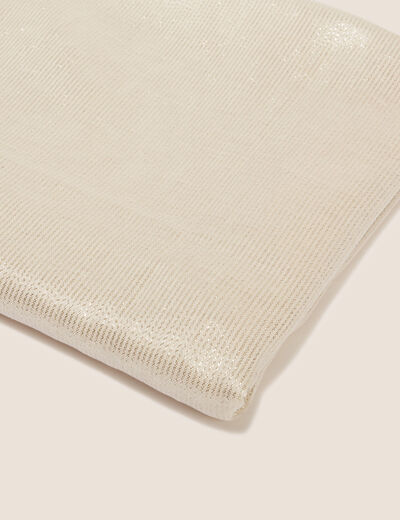 Foulard brillant à franges ecru femme