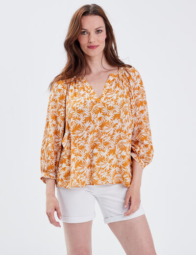 Blouse manches 3/4 jaune femme
