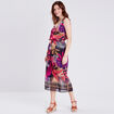 Robe longue droite ceinturée rose femme