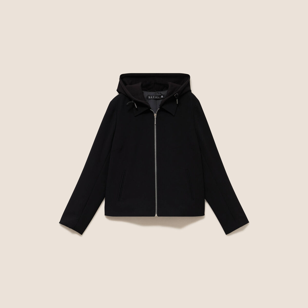 Veste manches longues capuche amovible noir femme