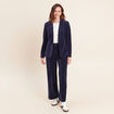 Veste tailleur velours bleu marine femme