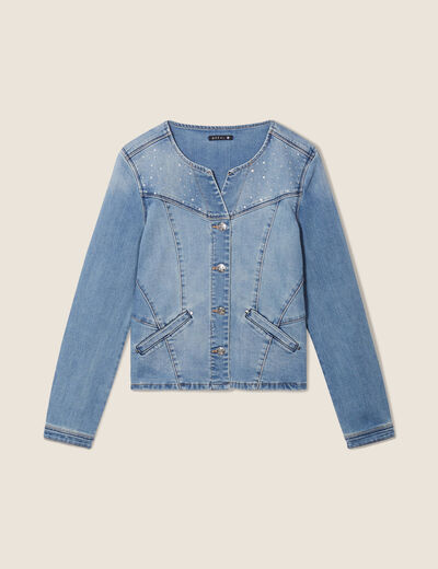 Veste boutonnée denim double stone femme