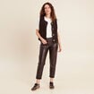 Gilet sans manches sans col marron foncé femme