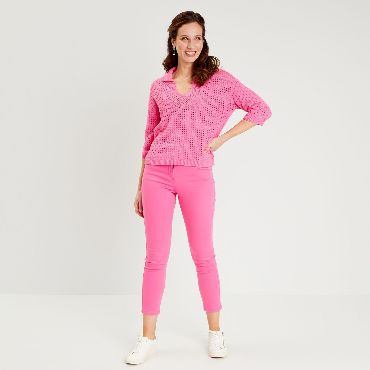 Pantalon ajusté rose fushia femme