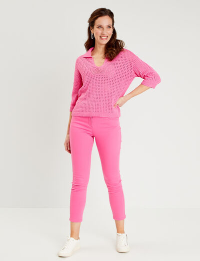 Pantalon ajusté rose fushia femme