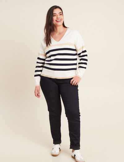 Pull manches longues blanc femme